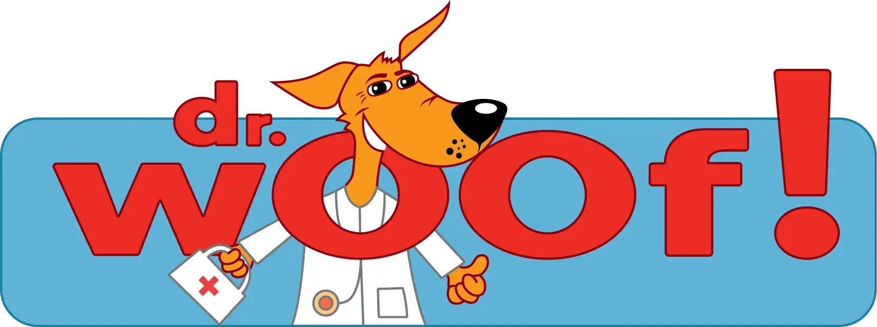 Logo van de Dr. Woof dierenkliniek.